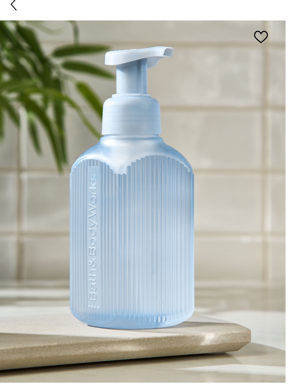 NEW BBW LIGHT BLUE RIBBED GLASS FOAMING SOAP DISPENSER